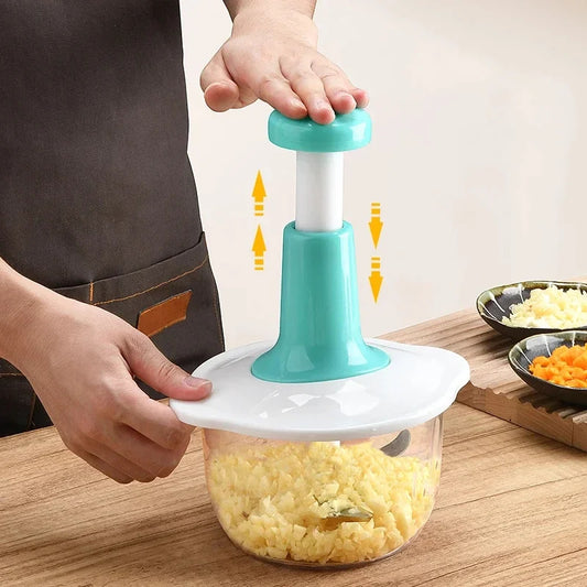 Manual Garlic & Vegetable Chopper – 1.5 L Hand-Pressed Food Processor