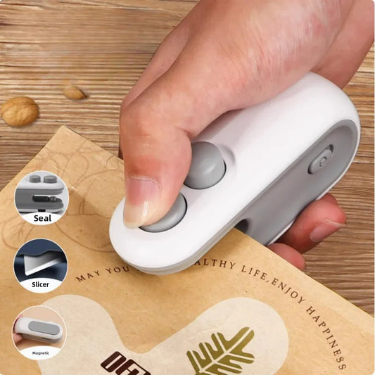 USB Portable Mini Bag Sealer & Cutter – Magnetic USB-Rechargeable Heat Sealer for Snacks & Food Storage