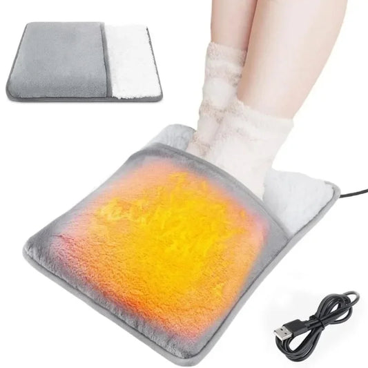 Portable USB Electric Foot Heating Pad – Soft Plush Washable Foot Warmer