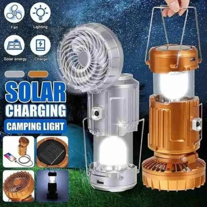 Multifunctional Solar Charging Camping Lantern – LED Light, Fan & Power Bank