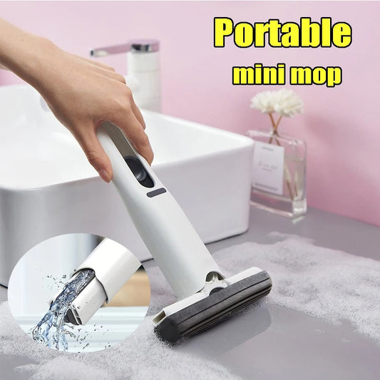 Portable Mini Mop - Foldable Self-Squeeze Sponge Mop for Home, Floor & Car Cleaning