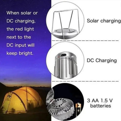 Multifunctional Solar Charging Camping Lantern – LED Light, Fan & Power Bank